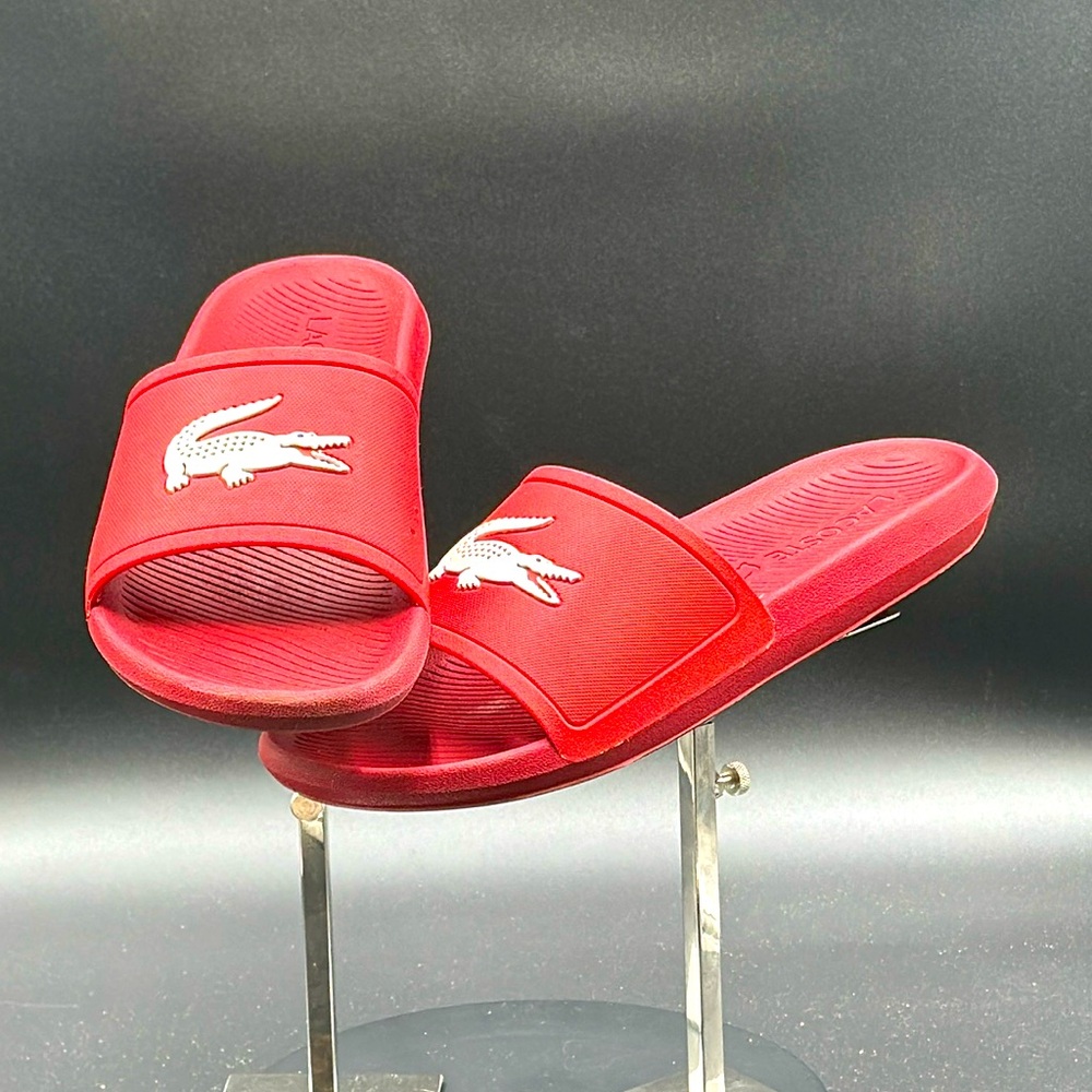 Lacoste rubber pool slides. Size 11. Mens. Red. Excellent condition!!